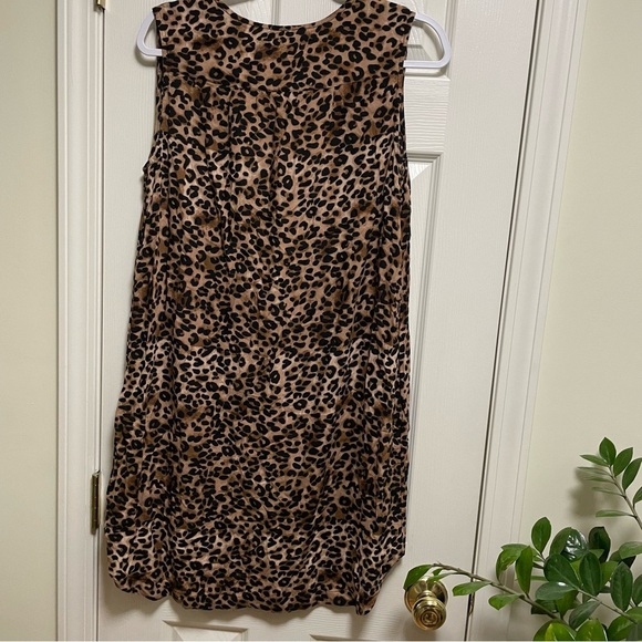 Beachlunch lounge Leopard print split neck shift dress L - Picture 10 of 11